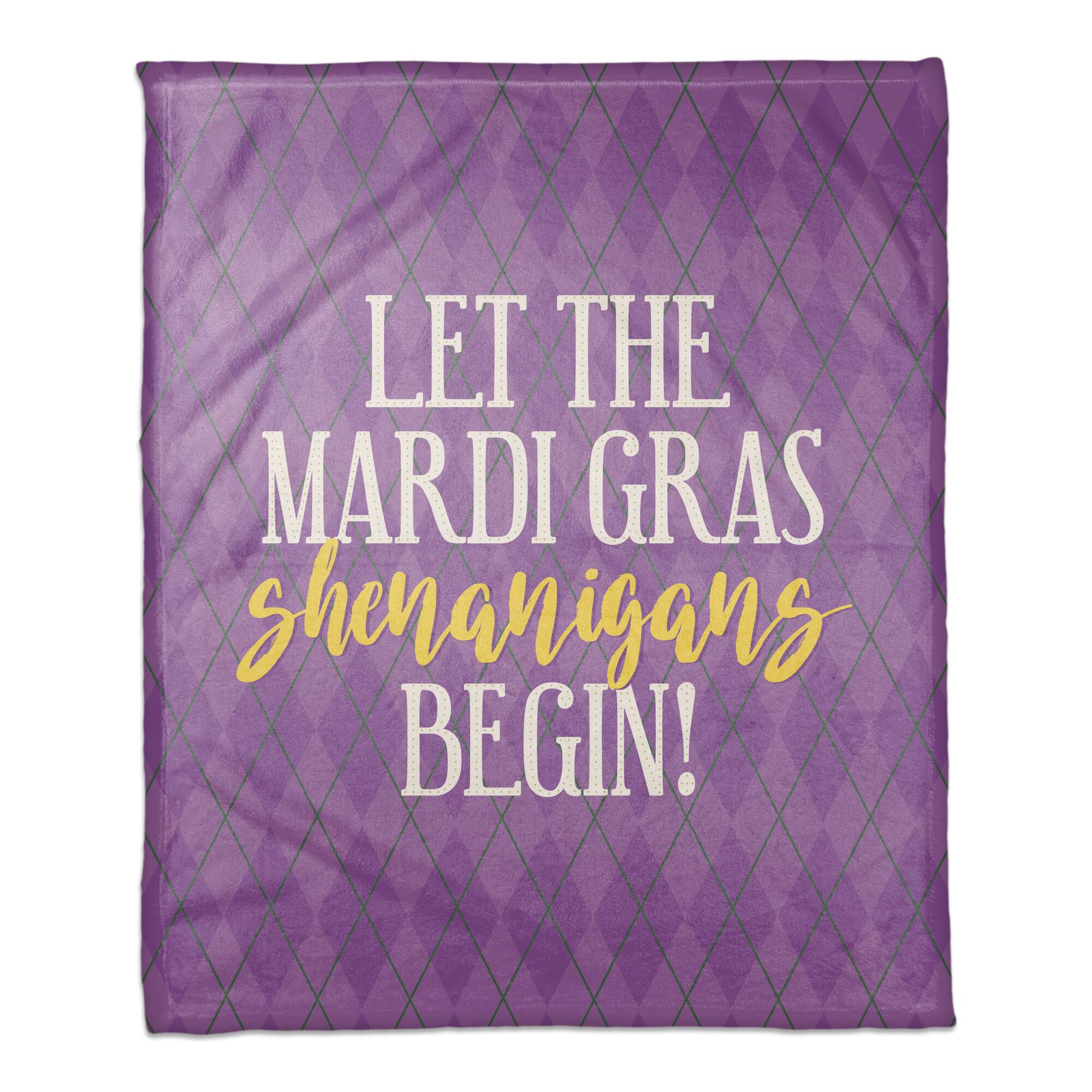 Mardi Gras Shenanigans Argyle Fleece Throw
